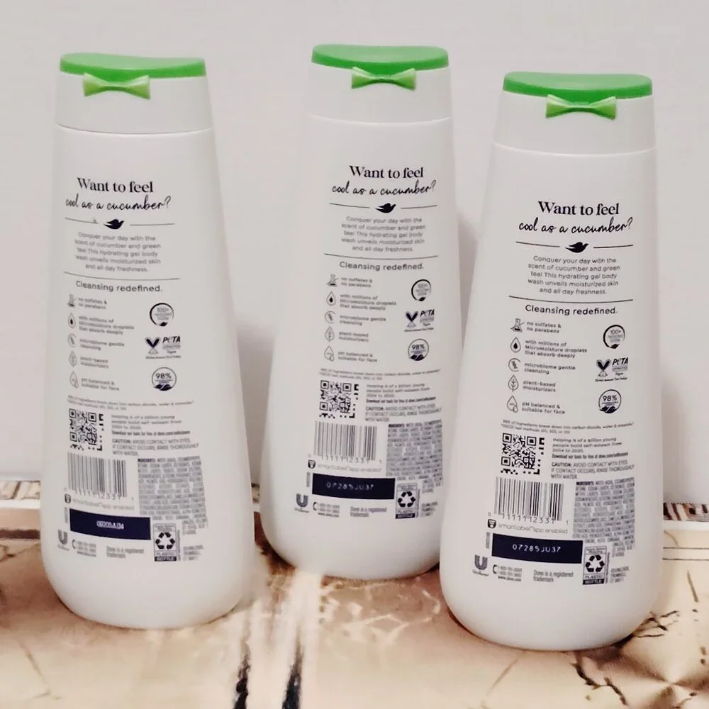 3 Dove Refresh Body Wash Cucumber & Green Tea 24hr Lotion-Soft Skin - 20 fl oz